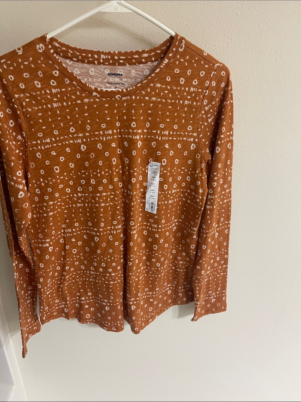 Sonoma Rust Orange Long-Sleeve Dot-Print Tee